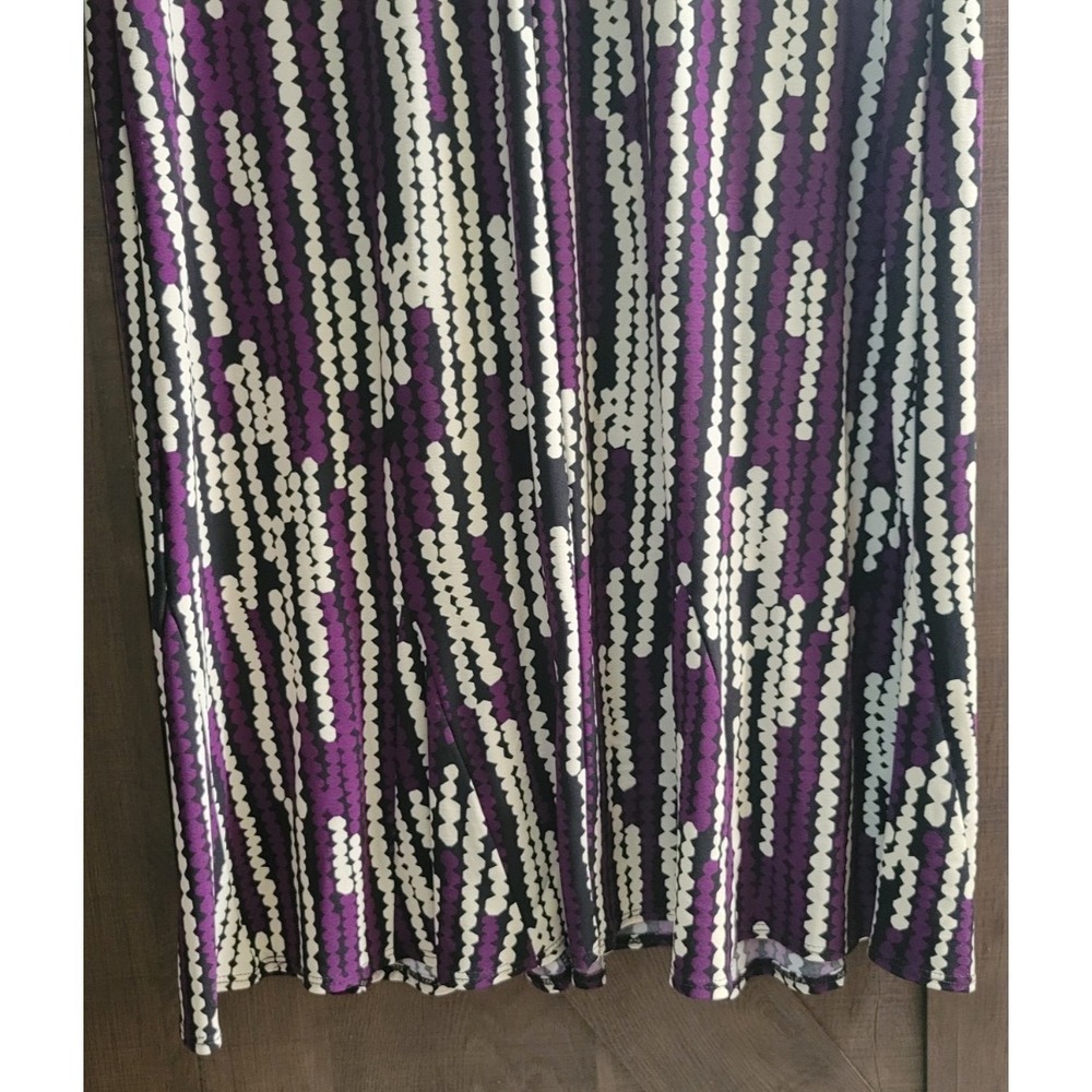 Donna Morgan Midi Dress SIze 16 Short Sleeve Purple Black White Geometric Design - Picture 9 of 10